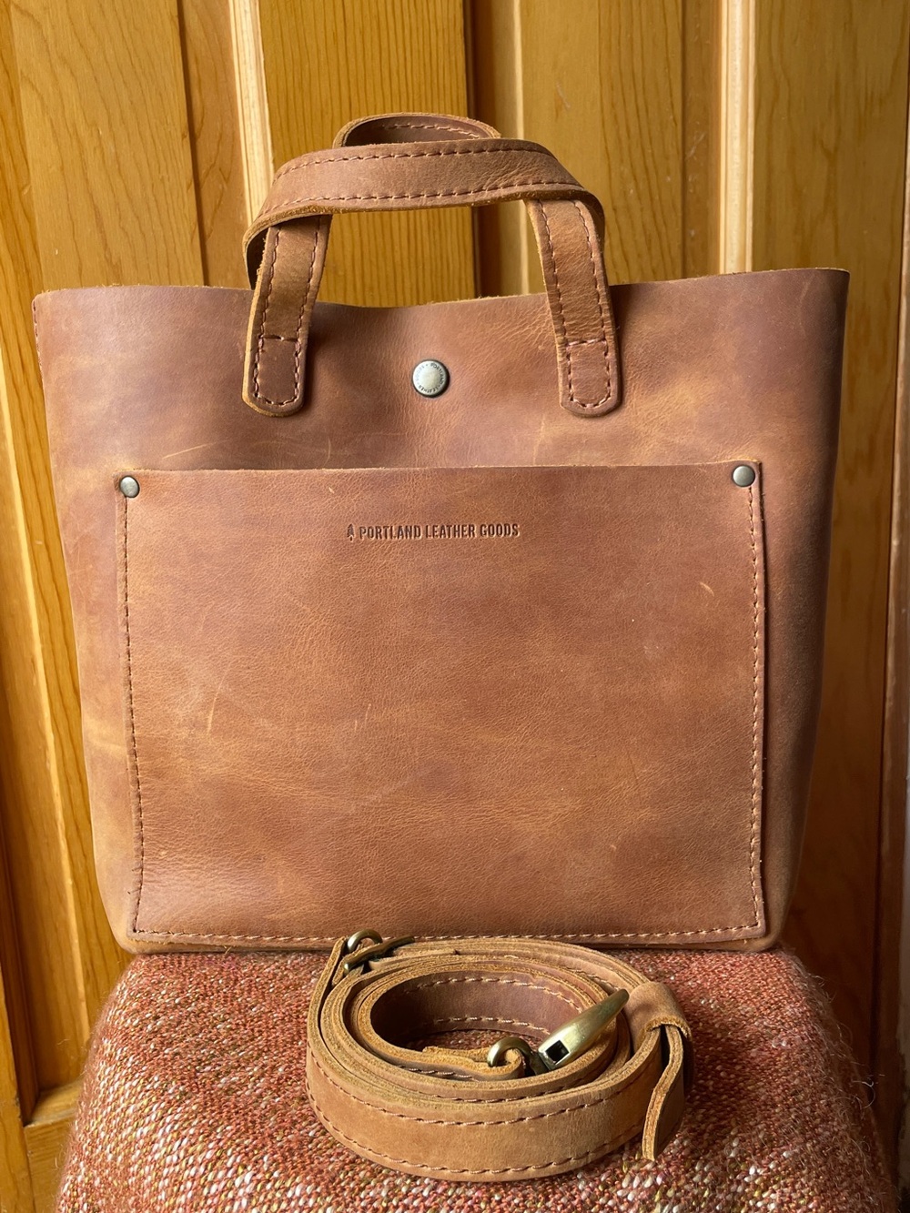 Portland Leather Mini Crossbody Tote in SUNSET PLG
